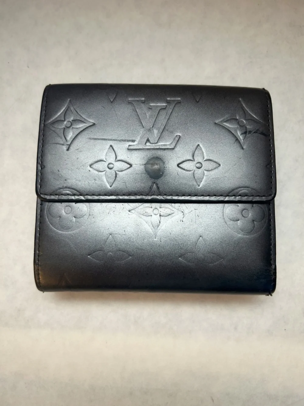 VTG Louis Vuitton Elise Compact Wallet in Monogram Mat Vernis Gray Leather - Picture 4 of 14